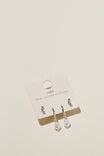 2Pk Small Earring, STERLING SILVER PLATED PEARL AND TRIO DIA - alternate image 2