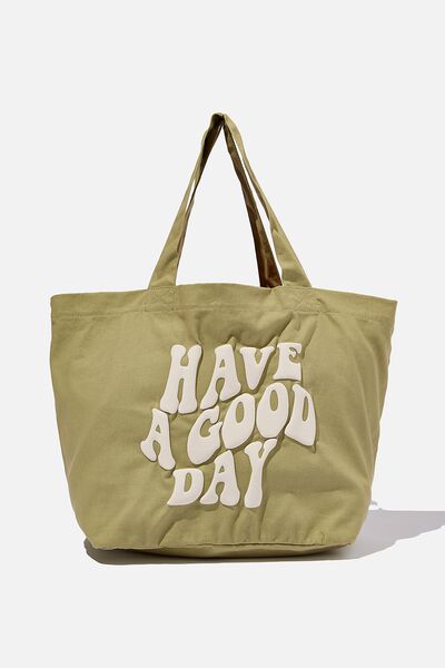 Everyday Canvas Tote, KHAKI/HAVE A GOOD DAY