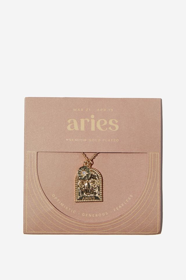 Premium Zodiac Necklace Gold Plated, GOLD PLATED ARIES