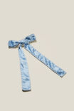 Tilly Hair Bow, BLUE WITH WHITE TOPSTITCH - alternate image 1