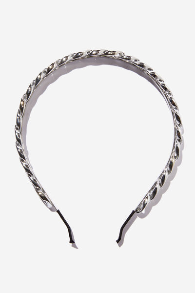 Hannah Hard Headband, SILVER CHUNKY CHAIN