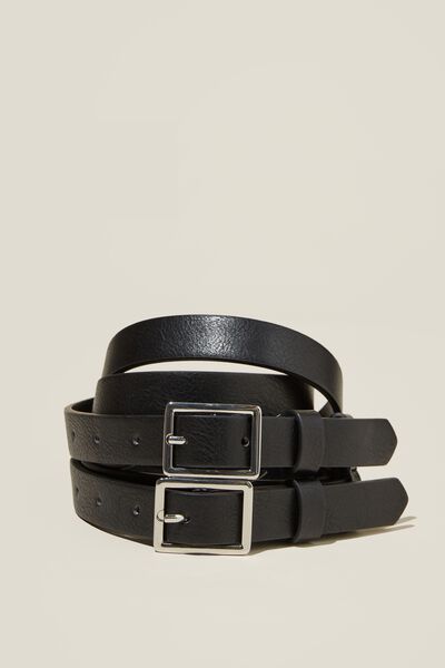 Darcie Double Belt, BLACK/SILVER