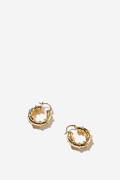 Large Hoop Earring, UP GOLD RIDGED HOOPS