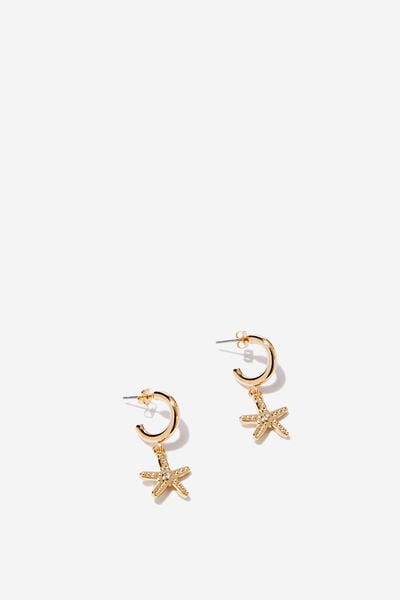 Brinco - Huggie Hoop Earring, UP STARFISH GOLD