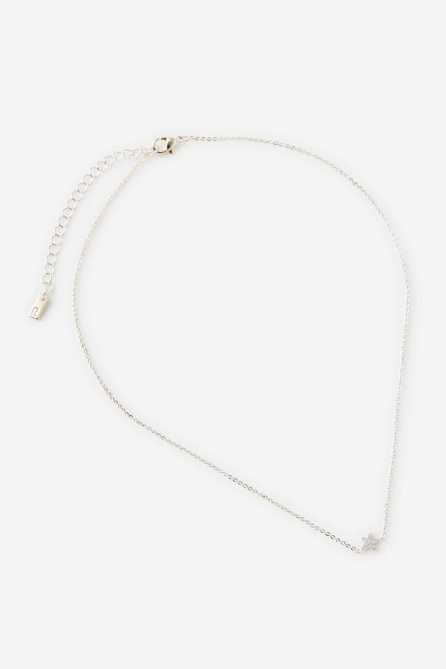 Premium Plated Pendant Necklace, SILVER PETITE STARFISH