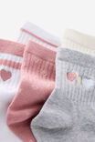 5Pk Quarter Crew Sock, HEARTS/PINK BERRY - example image 3