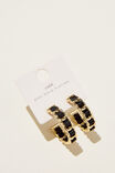 Large Hoop Earring, GOLD PLATED BLACK RIBBON WOVEN CHAIN - alternate image 2