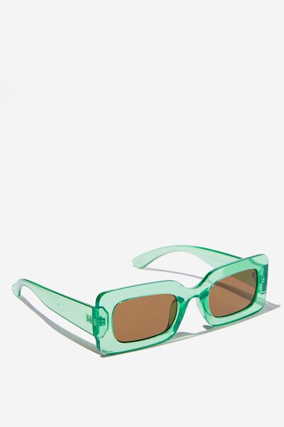 Gigi Square Sunglasses, GREEN CRYSTAL