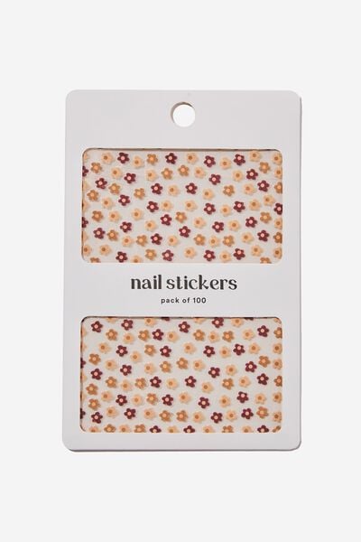 Nail Stickers, DAISIES BROWN