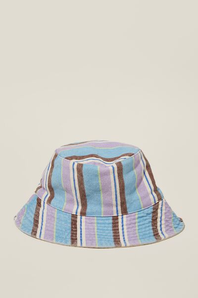 Billie Bucket Hat, BLUE/CHOC STRIPE