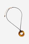 Cord Pendant Necklace, UP AMBER GLASS CIRCLE - alternate image 1