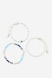 Premium Plated Multipack Bracelet, SILVER BLUE BEAD EVIL EYE - example image 1
