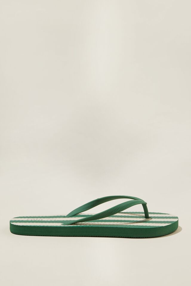 The Rubi Flip Flop, WIDE STRIPE JADE/ECRU