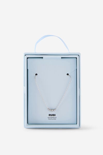 Waterproof Gifting Necklaces - Freshwater Pearl, SILVER BEADS GRADUATED