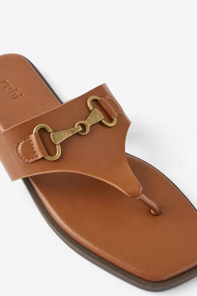 Amalfi Toe Post Slide, TAN/GOLD