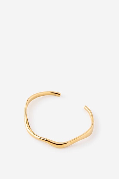 Waterproof Single Bangle, GOLD WAVY CUFF