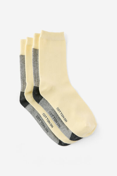 2Pk Colour Block Crew Sock, GREY MARLE/VANILLA GLOW