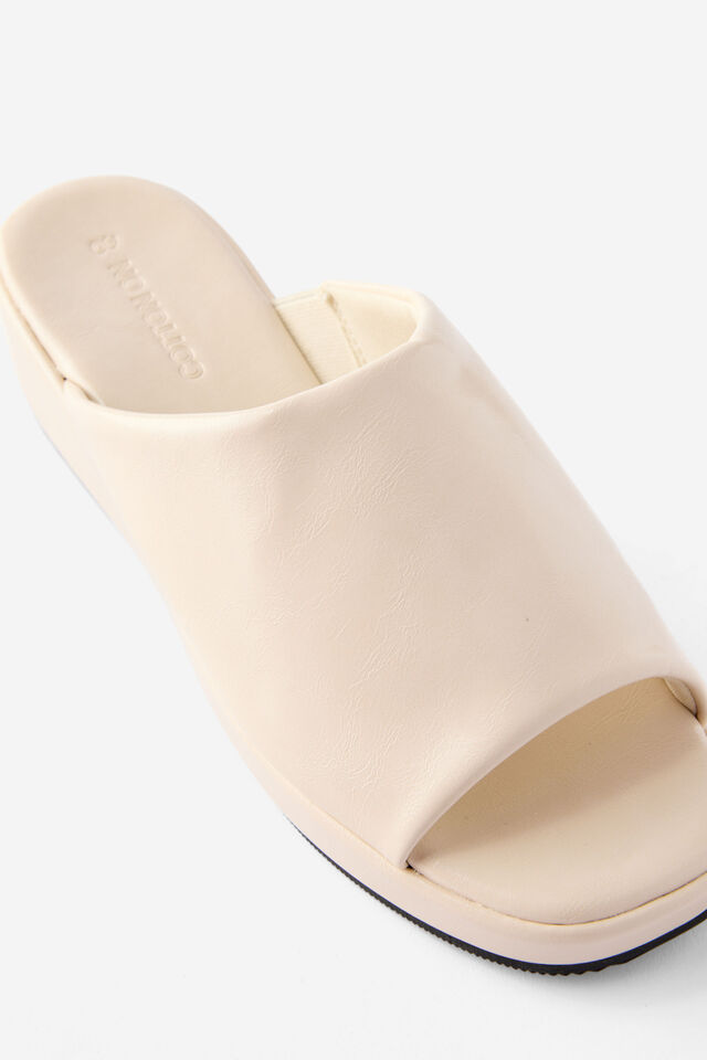 Quinn Flatform Single Vamp, IVORY SMOOTH PU