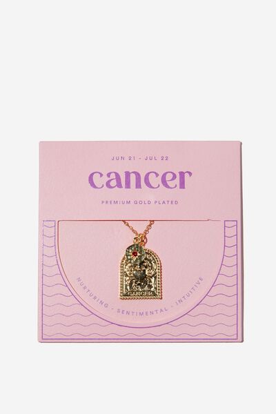 Premium Zodiac Necklace Gold Plated, GOLD PLATED CANCER