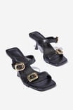 Alice Double Buckle Mule, BLACK/GOLD SMOOTH - alternate image 2