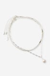 Premium Plated 3Pk Pendant Necklace, SILVER FRESHWATER PEARL MULTI CHAINS - example image 1