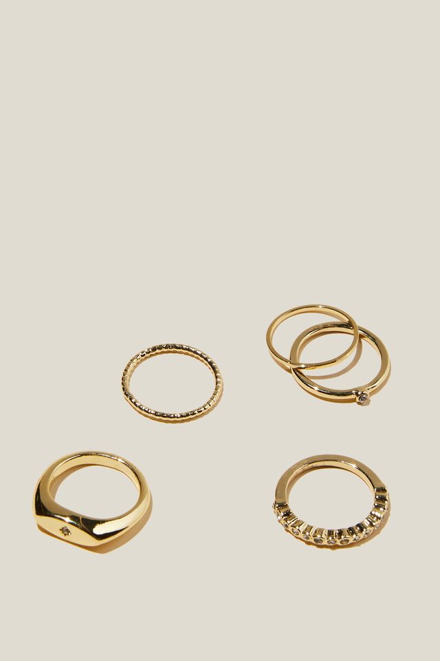 Anel - Multipack Rings, GOLD PLATED THIN DIA