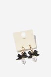 Small Charm Earring, UP BLACK BOW PEARL DROP - alternate image 2
