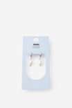 Waterproof Charm Hoop Earring, SILVER PEARL DROP - example image 2