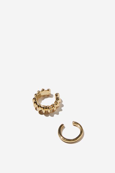 Premium Ear Cuffs, GOLD PLATED CHUNKY BUBBLE