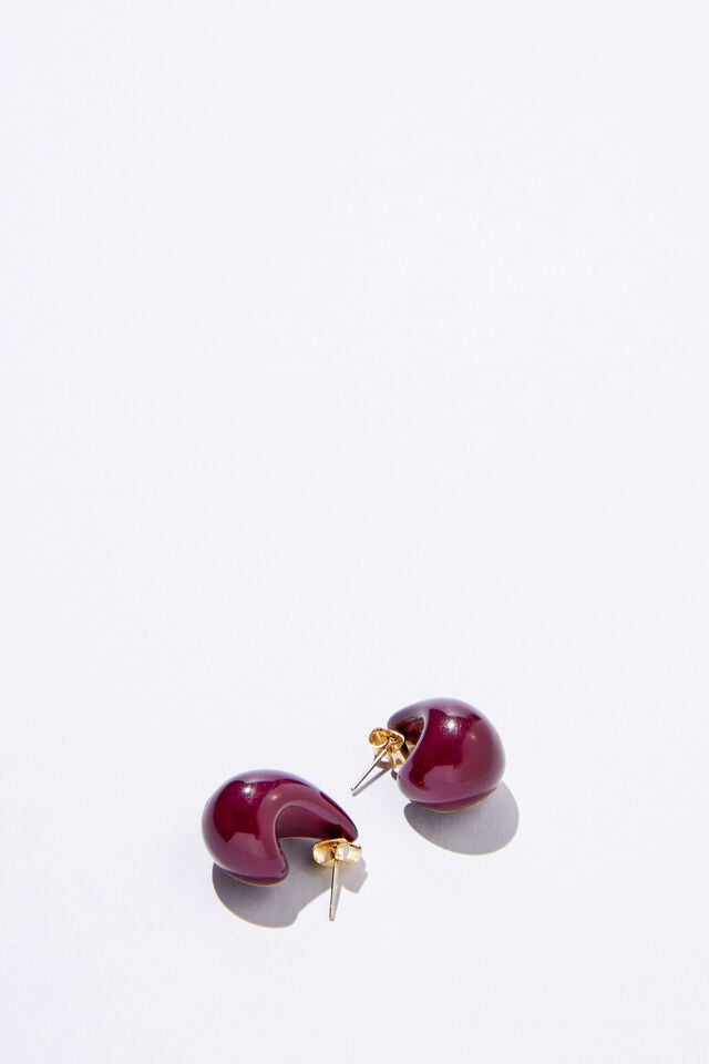 Small Charm Earring, UP DEEP BERRY TEARDROP