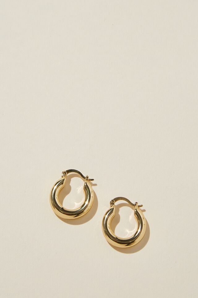  Lucky Brand Women's Gold Large Tubular Hoop Earrings, One Size:  Clothing, Shoes & Jewelry