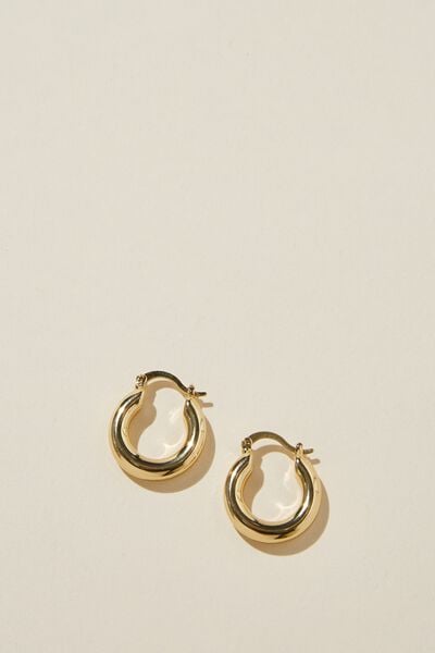 Mid Hoop Earring, GOLD PLATED TUBE