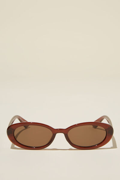 Ophelia Oval Sunglasses, RICH BROWN