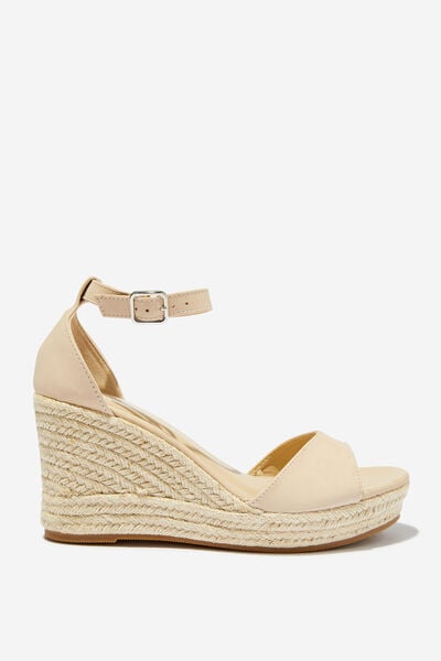 Luna Single Vamp Espadrille Heel, STONE NUBUCK