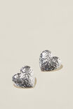 SILVER PLATED HAMMERED HEART STUD