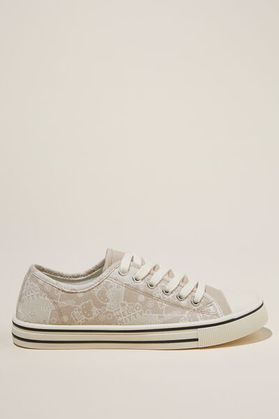 Lcn Harlow Lace Up Plimsoll, LCN SAN HELLO KITTY PATCHWORK NEUTRAL