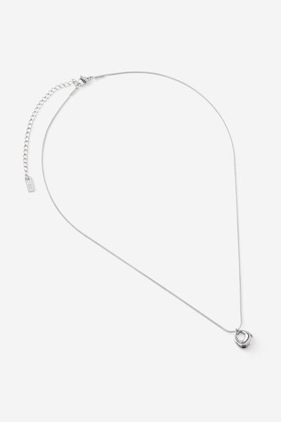 Waterproof Pendant Necklace, SILVER CHUBBY TAPERED LOOP