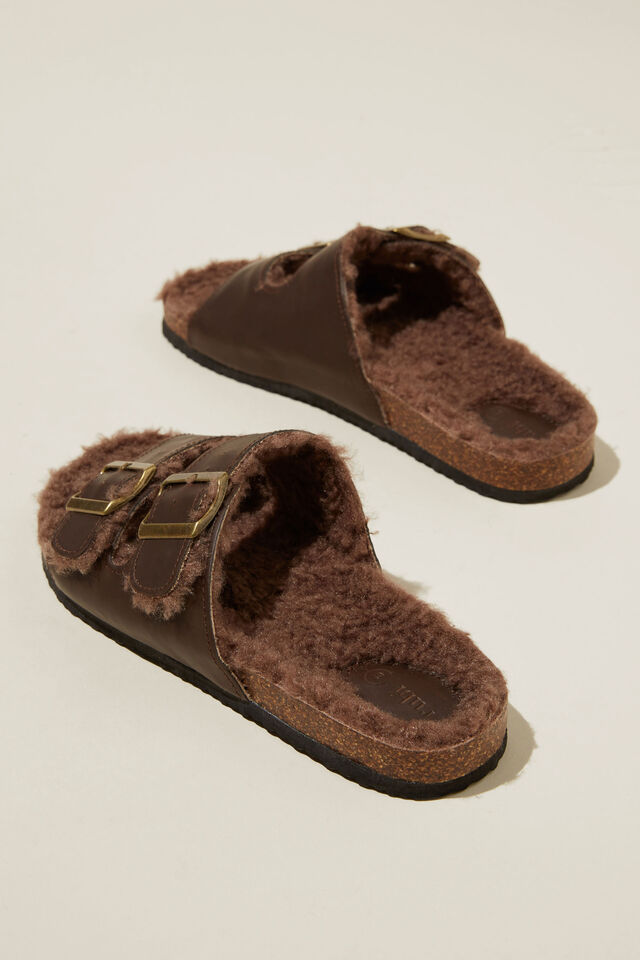 Rex Double Buckle Slide, BROWN OILED/COSY