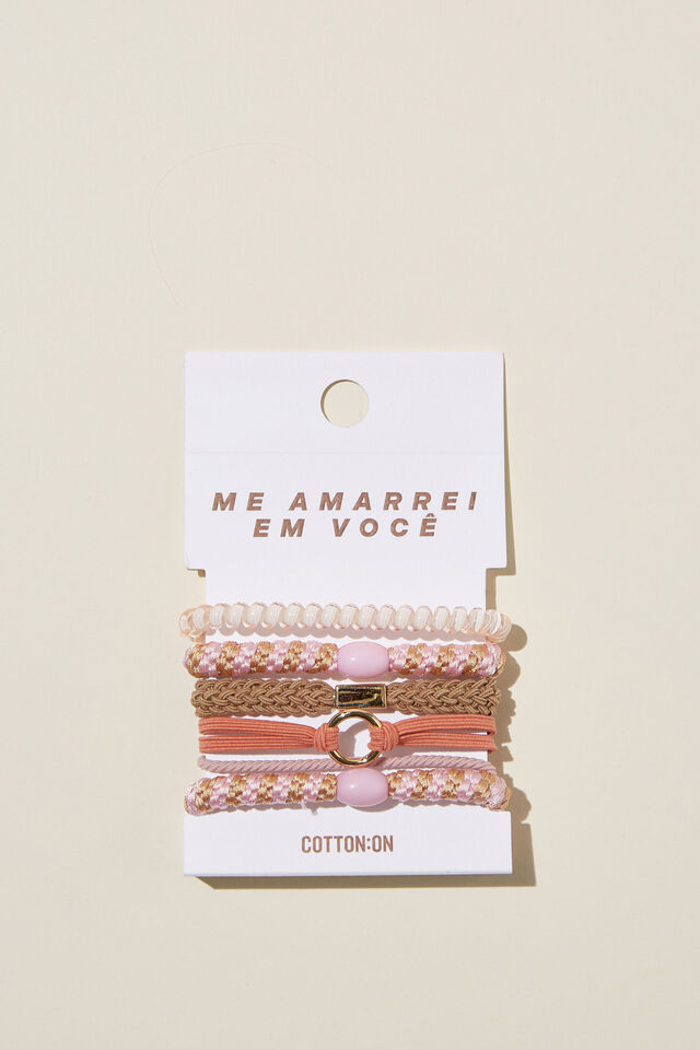 All Tied Up Hair Tie Pack, BLUSH/METALLIC