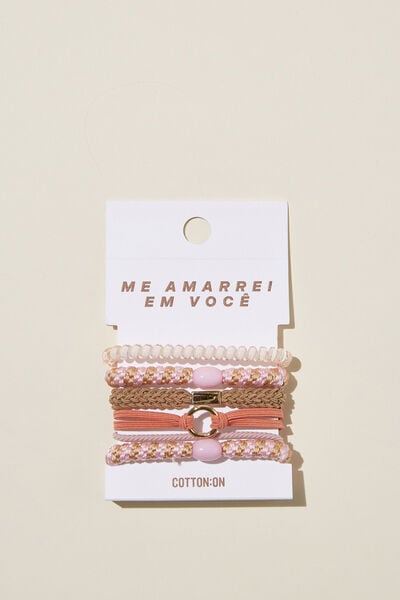 All Tied Up Hair Tie Pack, BLUSH/METALLIC