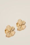 Mid Charm Earring, GOLD PLATED HIBISCUS STUD - alternate image 1