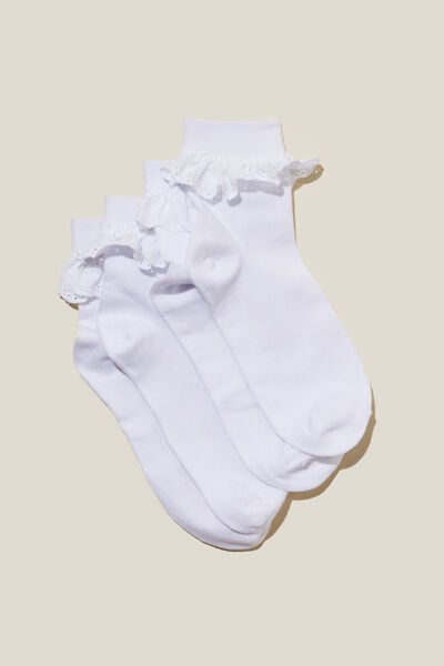 The Perfect Pair Pretty Frill Sock, WHITE