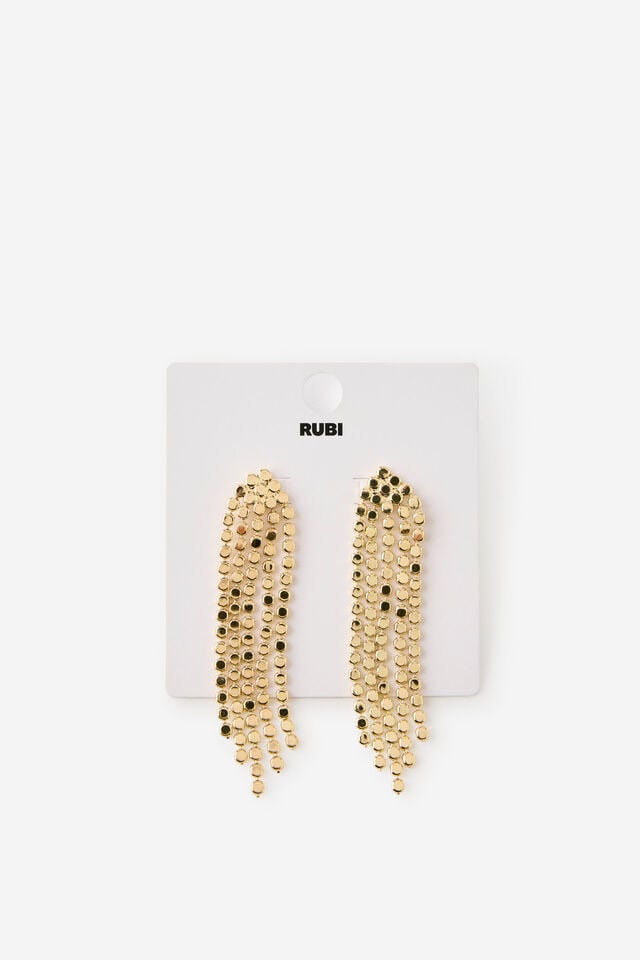 Large Charm Earring, GOLD GLOW MESH DROP