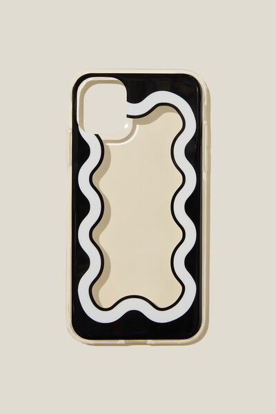 Printed Phone Case Iphone 11, BLACK WHITE SCALLOP