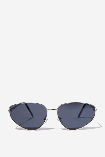 Katy Cateye Metal Sunglasses, SILVER/BLACK