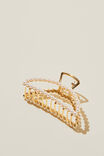 Metal Hair Claw, TRIANGLE GOLD PEARL - alternate image 1
