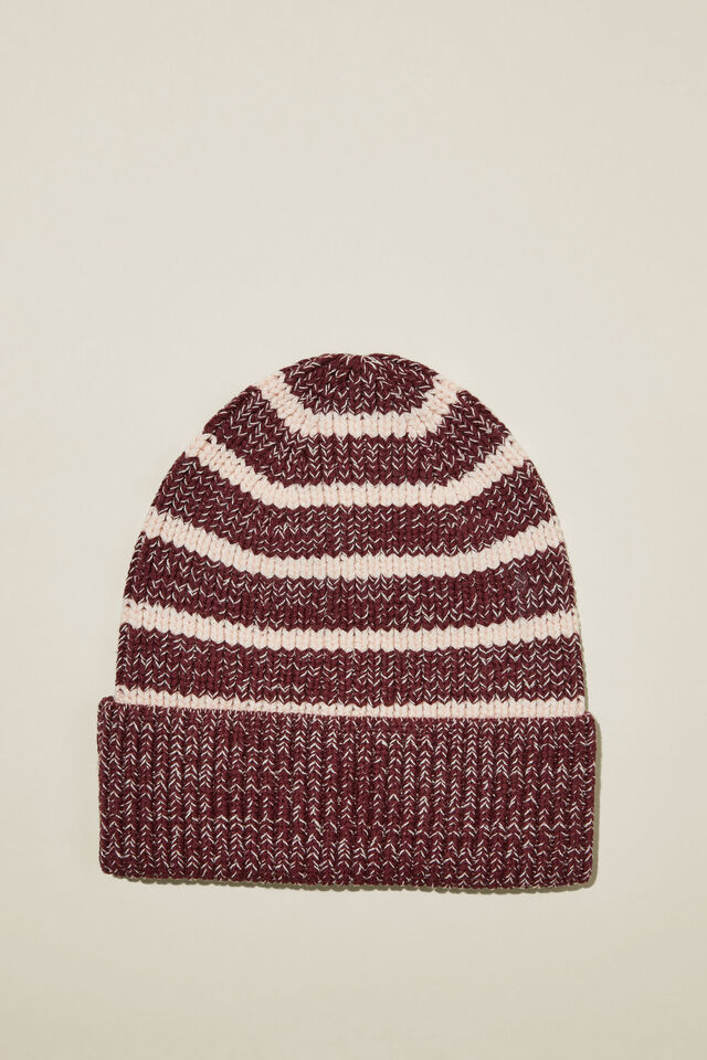 The Holiday Chunky Knit Beanie, BERRY STRIPE