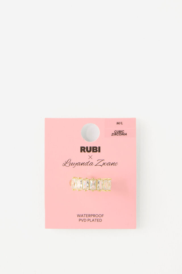 Waterproof Ring Gold Dia Baguettes - Rubi X Luyanda Zwane, WATERPROOF RING GOLD DIA BAGUETTES
