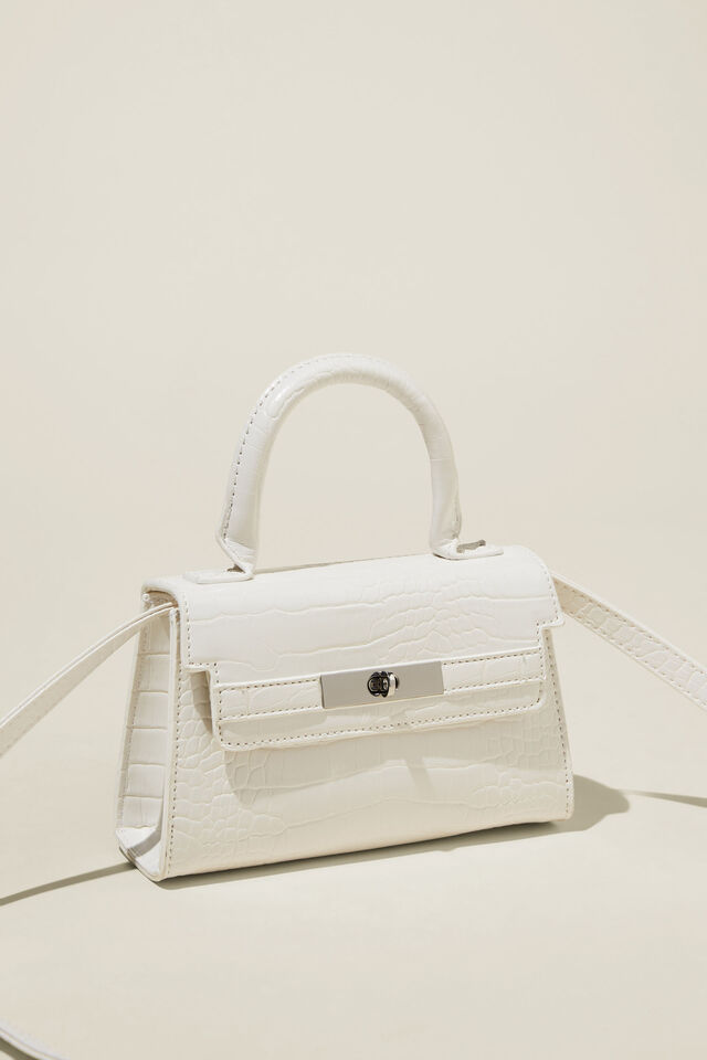 Annie Mini Top Handle Bag, WHITE TEXTURE