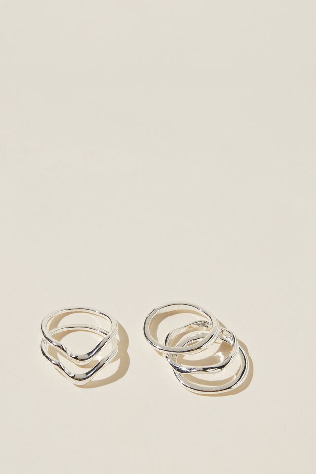 Multipack Rings, STERLING SILVER PLATED WAVY